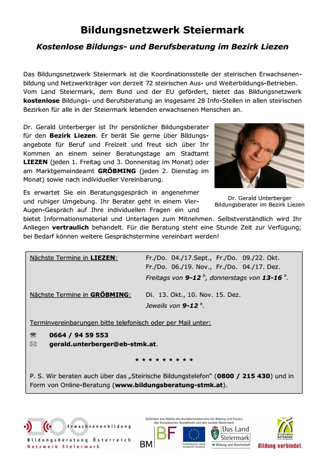 Bildungsnetzwerk Steiermark - Beratungstermine